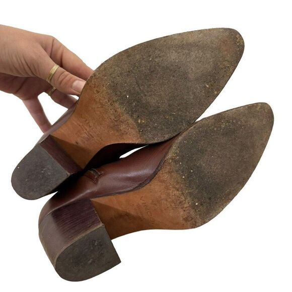 Vince Hayek Stretch Leather Booties Brown Pointed Toe Ankle Glove Boot Sz 41 - Picture 8 of 8